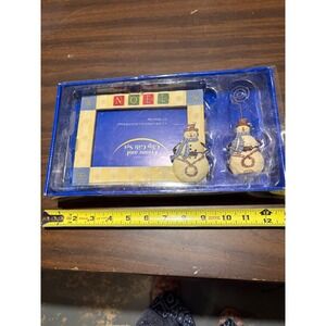 Holiday Snowman Frame and Clip Gift Set Photo Holder Christmas Decor